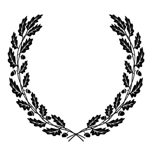 Corona de hojas de roble silueta negra — Vector de stock