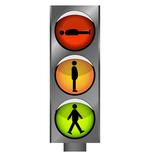 Divertenti semafori con silhouette uomo — Vettoriale Stock