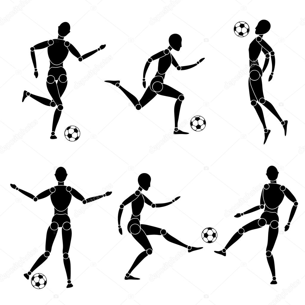 Model man silhouette soccer football with ball