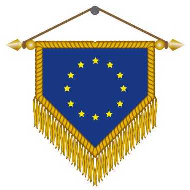 Vector pennant with the flag of European Union clipart
