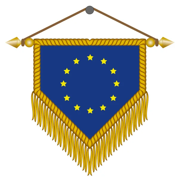 Vector pennant with the flag of European Union — Stock Vector