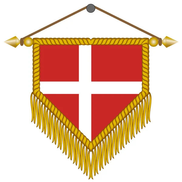 Banderín vectorial con la bandera de Dinamarca — Vector de stock
