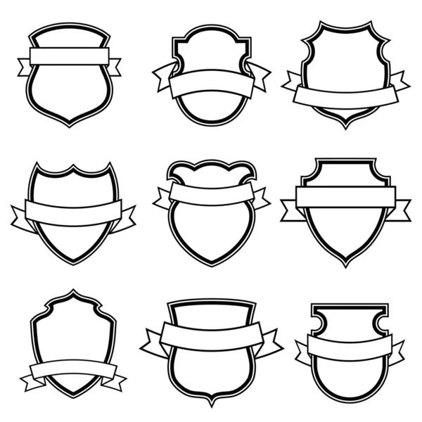 Shield with ribbon collection set isolated — Stock Vector