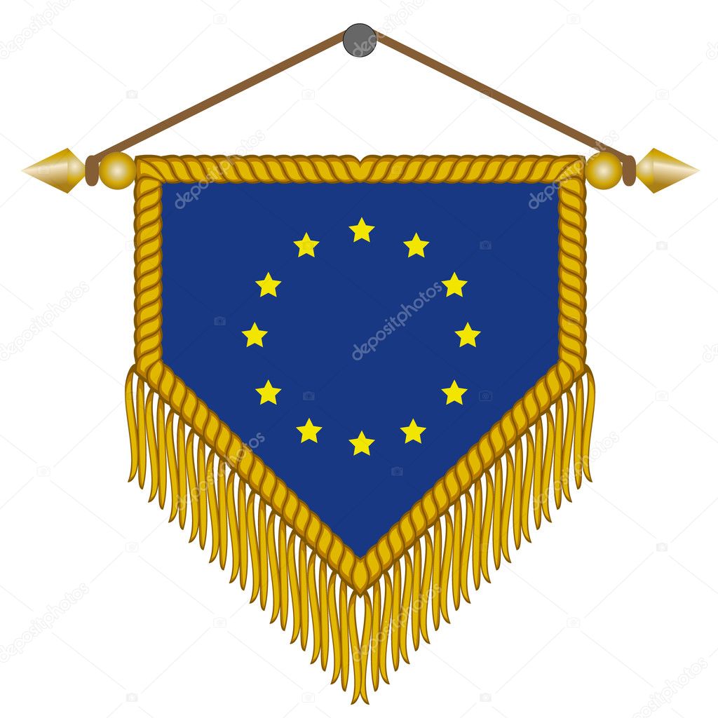 Vector pennant with the flag of European Union