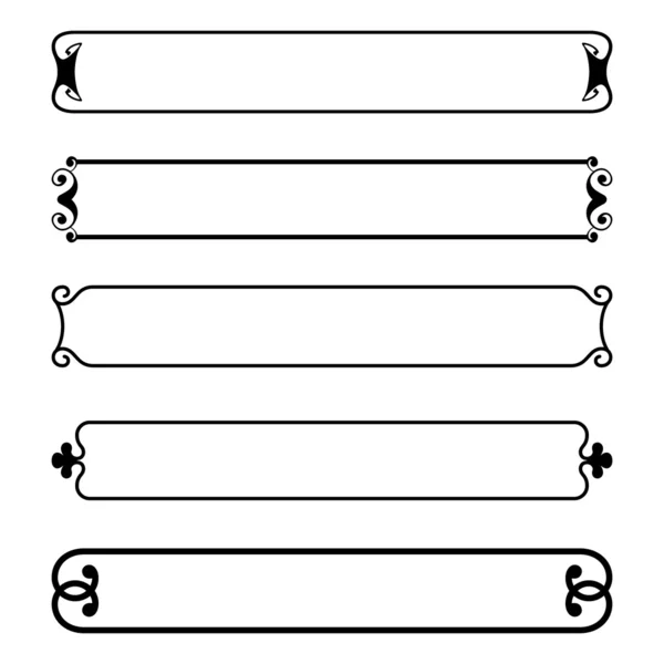 Set de bannere negre simple cadru de frontieră — Vector de stoc