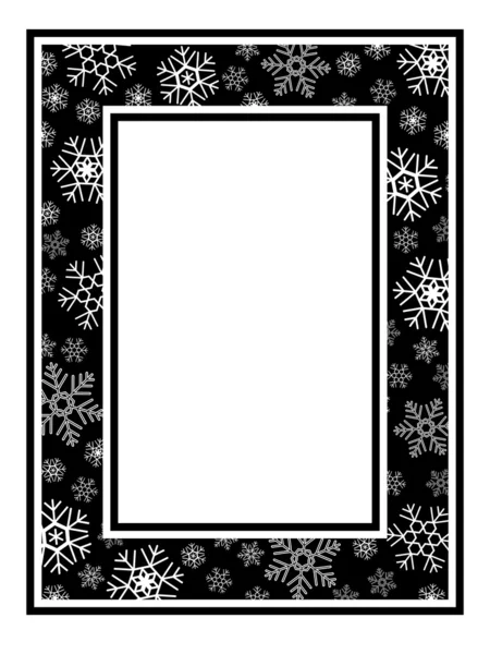 Patrón de copo de nieve de marco ancho Navidad — Vector de stock