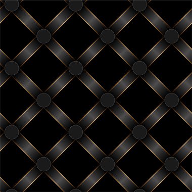 Seamless black ribbon and gold strip pattern clipart