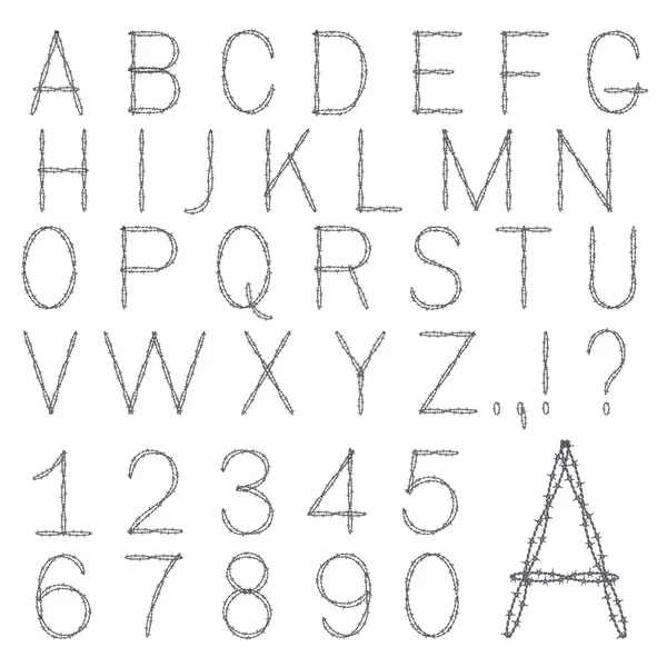 带刺铁丝网字体 abc 字母 — 图库矢量图片
