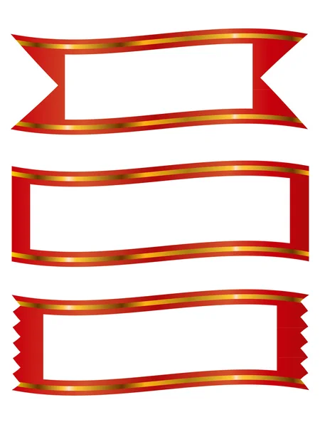 Nastri con cornice in oro stripe banner set — Vettoriale Stock