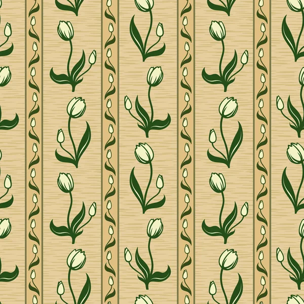 Tulipán línea sin costuras patrón de fondo — Archivo Imágenes Vectoriales