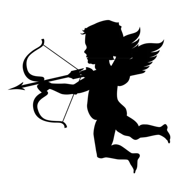 Silhouette de Cupidon isolée sur blanc — Image vectorielle