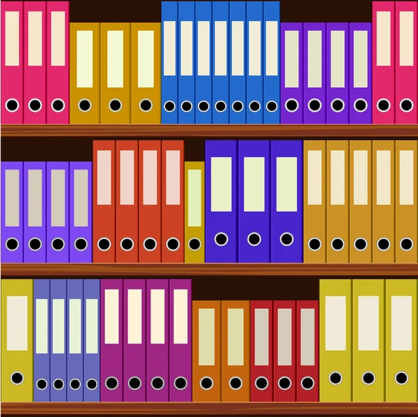 stock vector Seamless shelfs with many-coloured folders