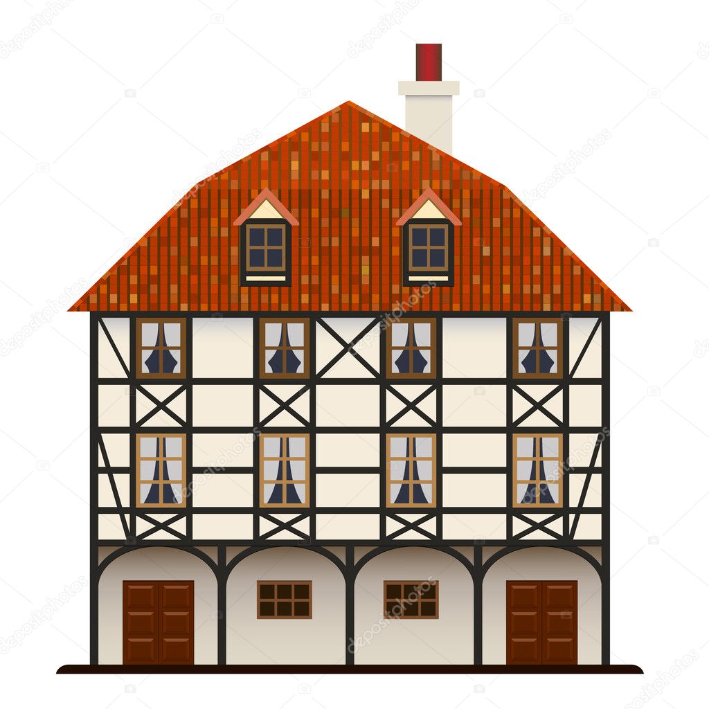 Fachwerk house traditional cottage isolated