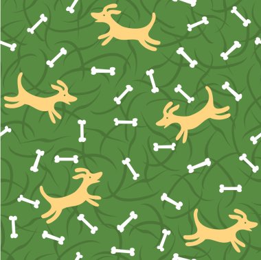 Lucky dogs with bones seamless background clipart