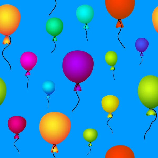 Gekleurde ballons, vliegen in blauwe hemel naadloze — Stockvector