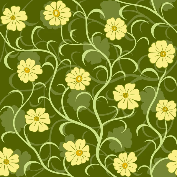 Campo di fiore giallo modello di sfondo senza soluzione di continuità — Vettoriale Stock