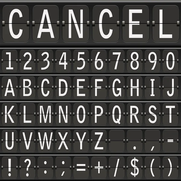 Vector alphabet set. mechanical timetable letters — Stock Vector