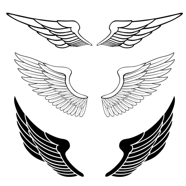白で隔離される翼のセット — ストックベクタ