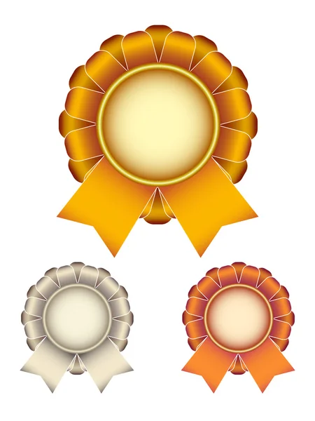 Gold silver bronze award ribbons bow — Stock Vector