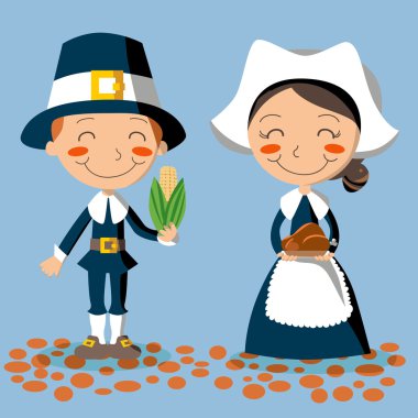 Thanksgiving Day Pilgrim Couple clipart