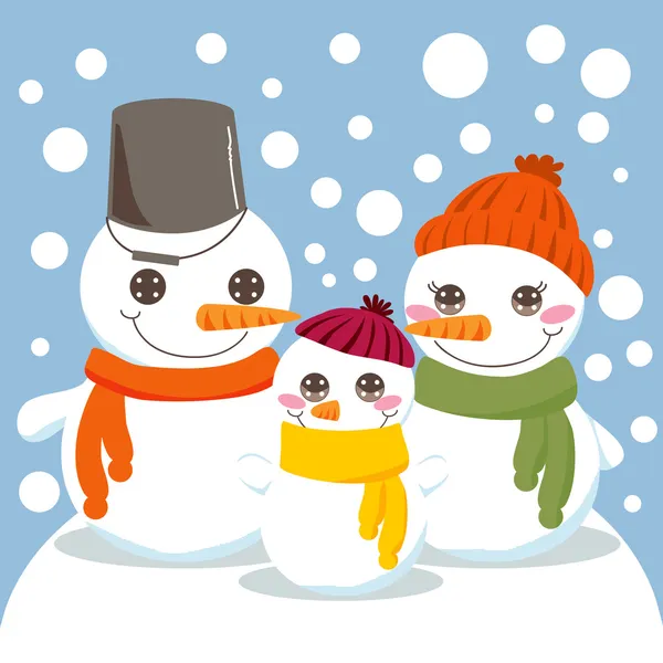 Familia muñeco de nieve — Vector de stock