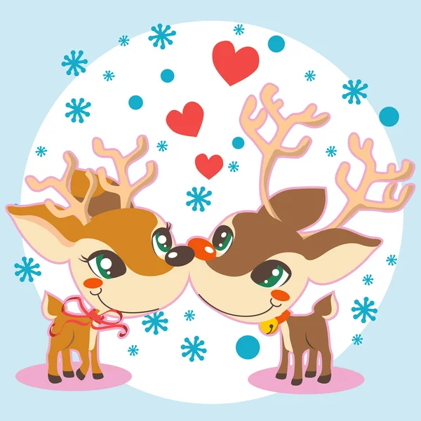 驯鹿圣诞爱 — 图库矢量图片
