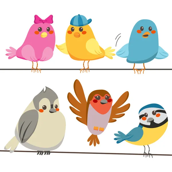Oiseaux colorés — Image vectorielle