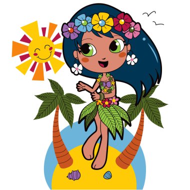 Hawaiian Aloha girl clipart