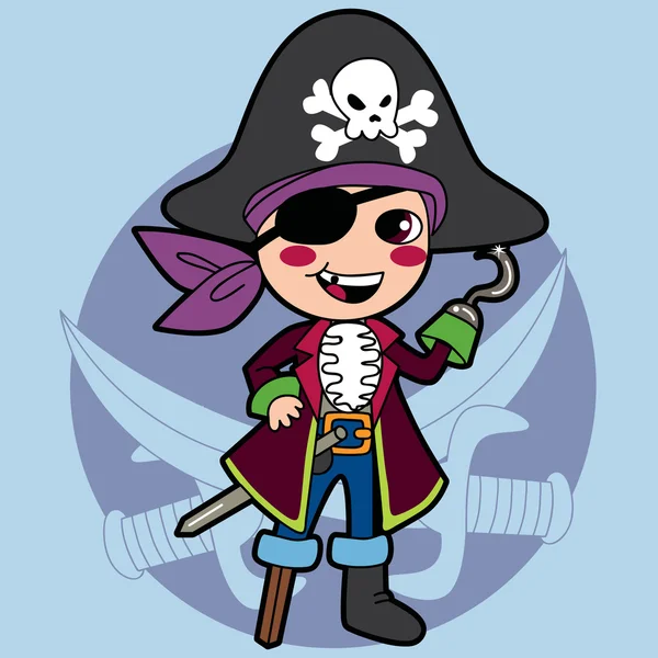 Piraat jongen kostuum — Stockvector