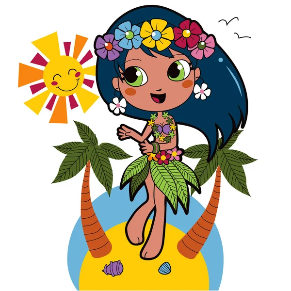 Chica hawaiana Aloha — Archivo Imágenes Vectoriales