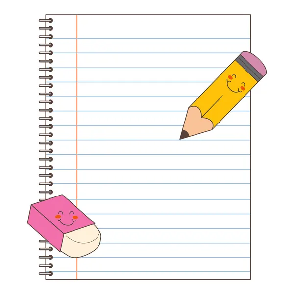 Gumka od ołówka notatnik — Wektor stockowy