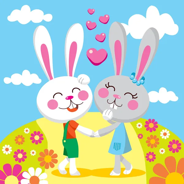 Lovely Bunny Date — Stock Vector