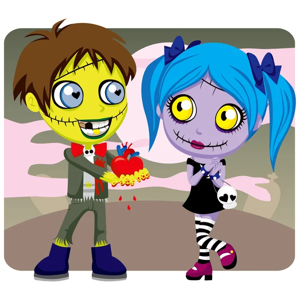 Effrayant zombie amour — Image vectorielle
