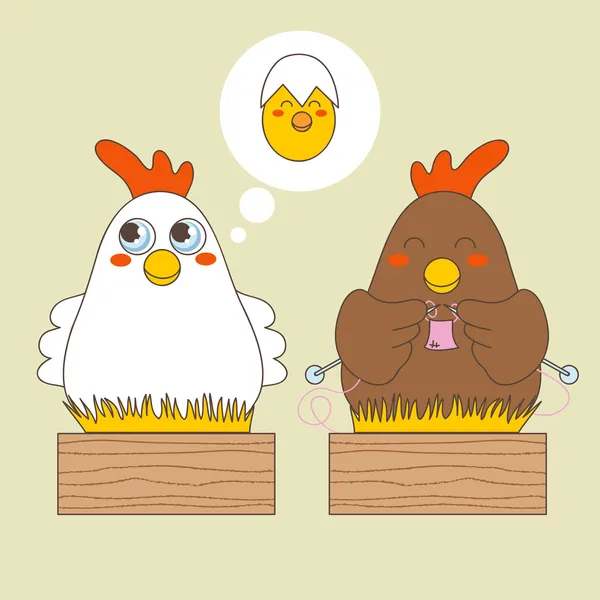 Relaxed Chicken Mothers — Stock Vector