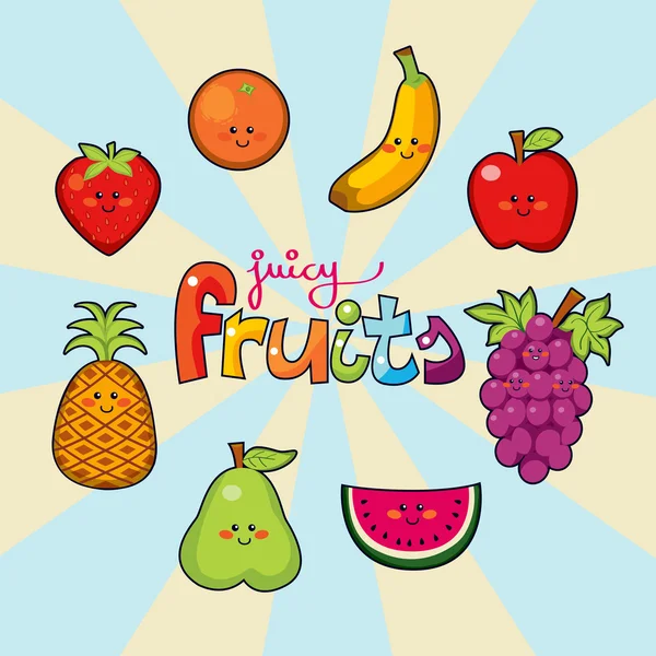 Szczęśliwy soczyste owoce — Wektor stockowy