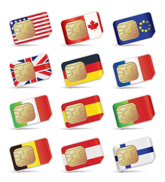 SIM-kaarten internationale. — Stockvector