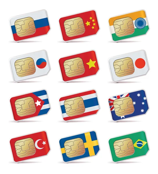 SIM Card internazionali . — Vettoriale Stock