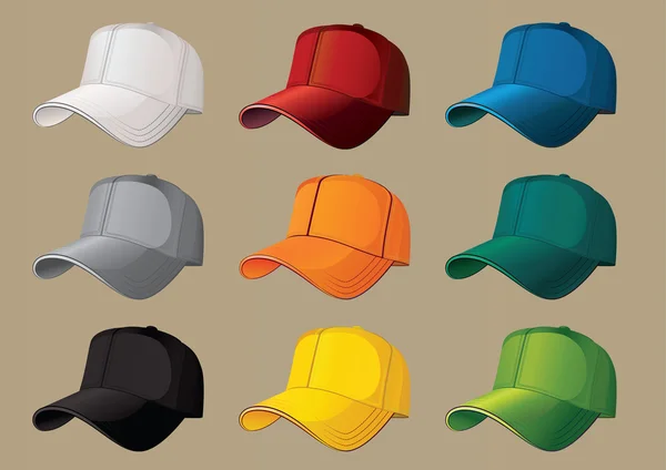 Beyzbol Şapkaları. — Stok Vektör
