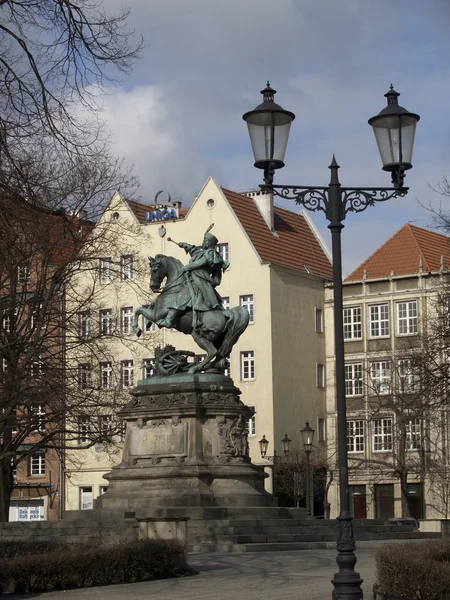 Гданськ, Польща пам'ятник короля Яна ІІІ Sobesky — стокове фото