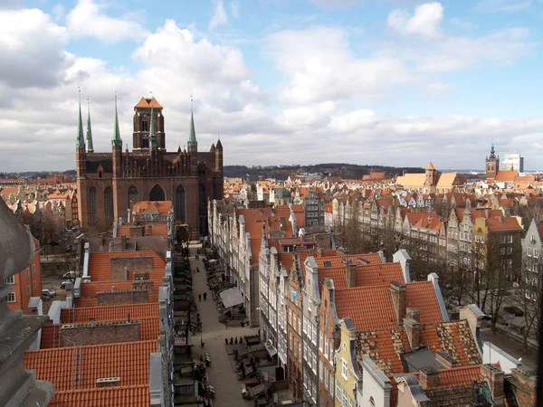 Danzig, polnische Ziegeldächer der Altstadt — Stockfoto