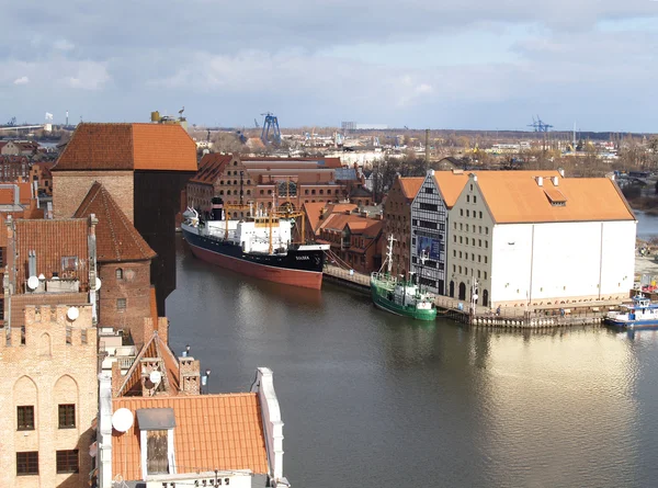 Gdańsk, Polska motlava nabrzeże rzeki — Zdjęcie stockowe