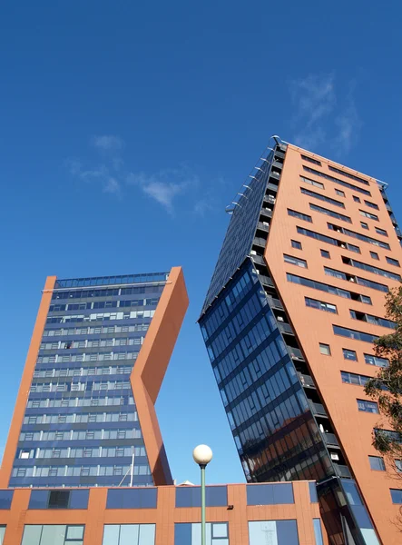 stock image Klaipeda, Lithuania. Two high-rise buildings of Klaipeda hotel against the sky