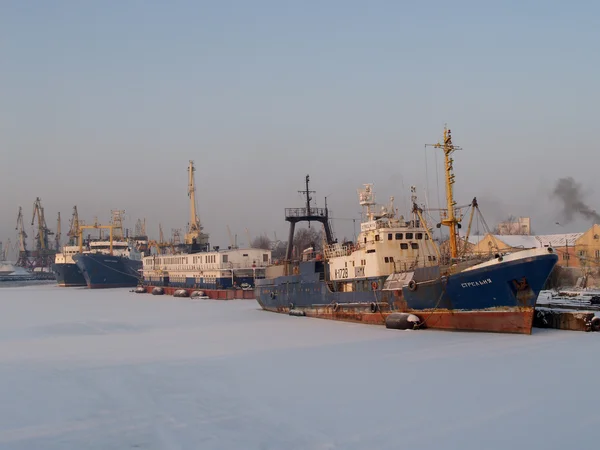 Kaliningrad, russischer Handelshafen im Winter — Stockfoto