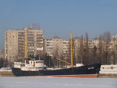 Kaliningrad Average fishing trawler СРТ-129 at a mooring of a museum of the World ocean