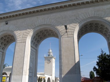 Crimea The railway station in Simferopol clipart