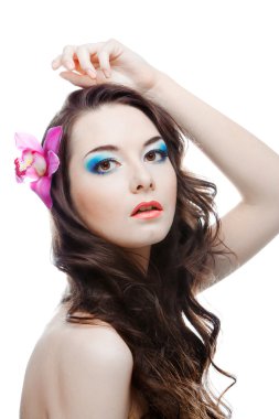 Beauty woman with flower clipart