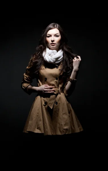 Fashion sensual woman on dark background — Stock Photo, Image