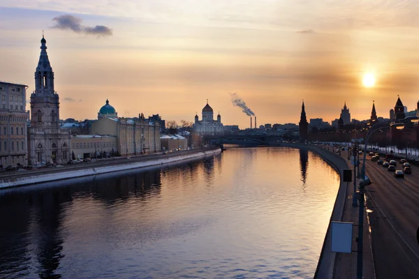 stock image Sunset in Moscow river