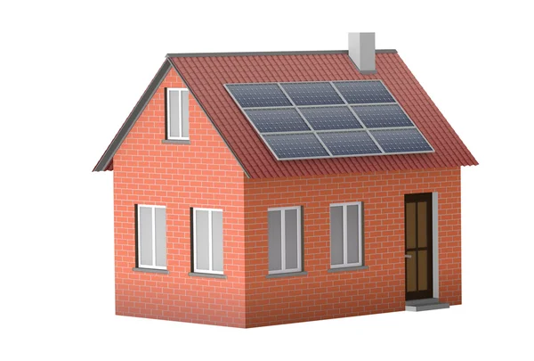 Hus med solpaneler - Stock-foto