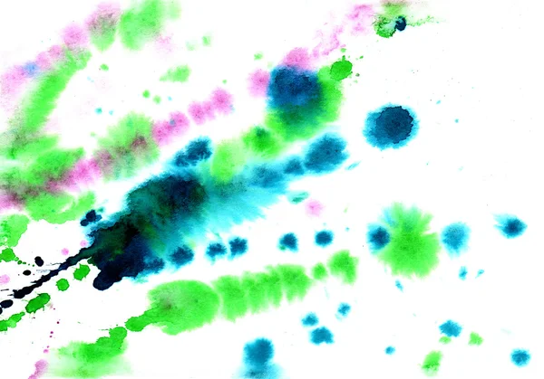 Farbenfrohe Aquarelle gießen auf ein Papier einen Hintergrund überquellend — Stockfoto